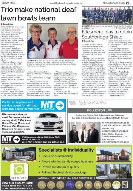 Selwyn Times: July 11, 2018