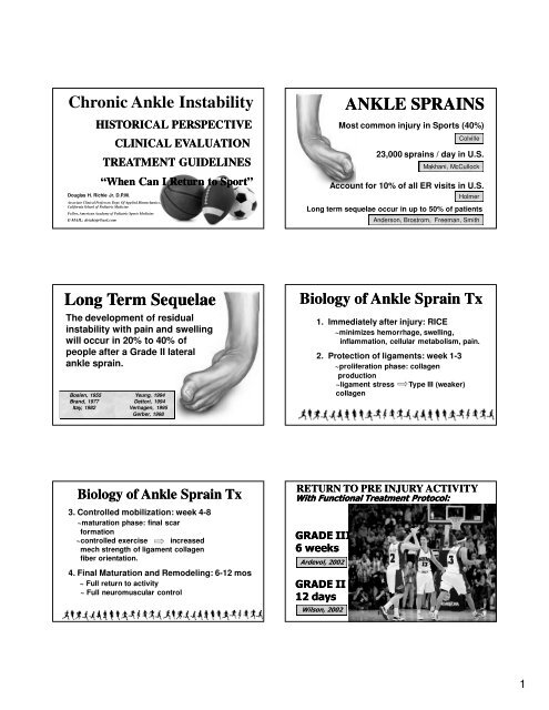 Chronic Ankle Instability Ankle Sprains Long Term Sequelae