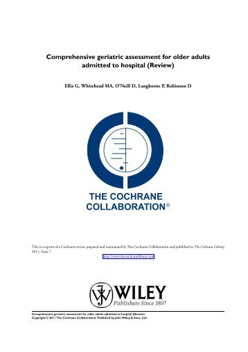 Comprehensive geriatric assessment for older adults admitted to ...