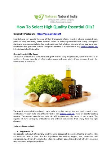 How To Select High Quality Essential Oils?