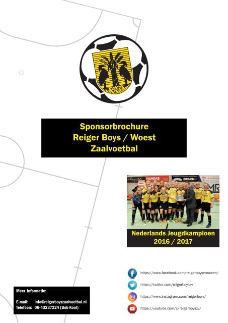 Sponsorbrochure Reiger Boys Zaalvoetbal