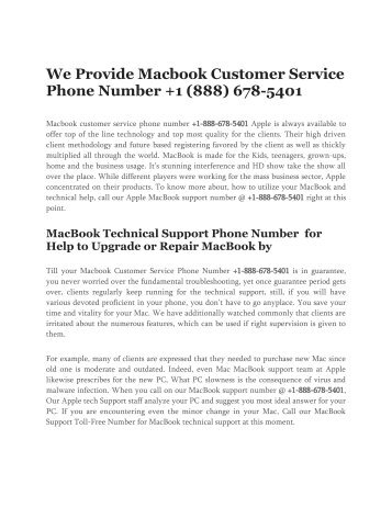 Macbook Customer Service Phone Number +1-888-678-5401