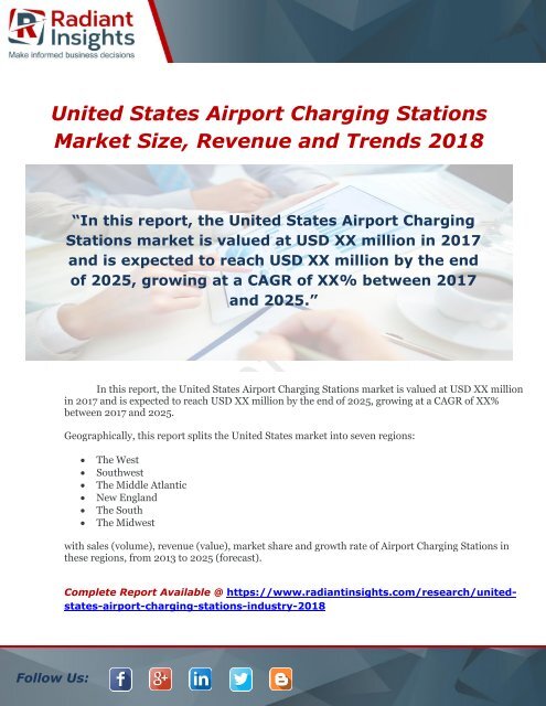 United States Airport Charging Stations Market Size, Revenue and Trends 2018