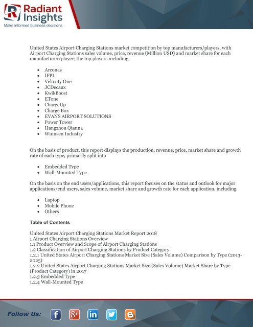 United States Airport Charging Stations Market Size, Revenue and Trends 2018