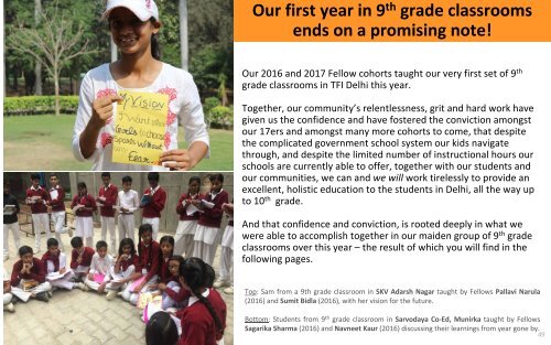 TFI Delhi : 2017-18 Student Impact Report