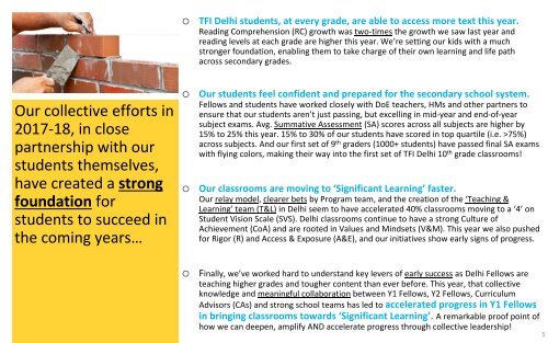 TFI Delhi : 2017-18 Student Impact Report