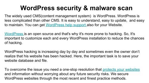 WordPress security &amp; malware scan