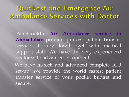 Quickest and Fastest Air Ambulance Service in Bokaro