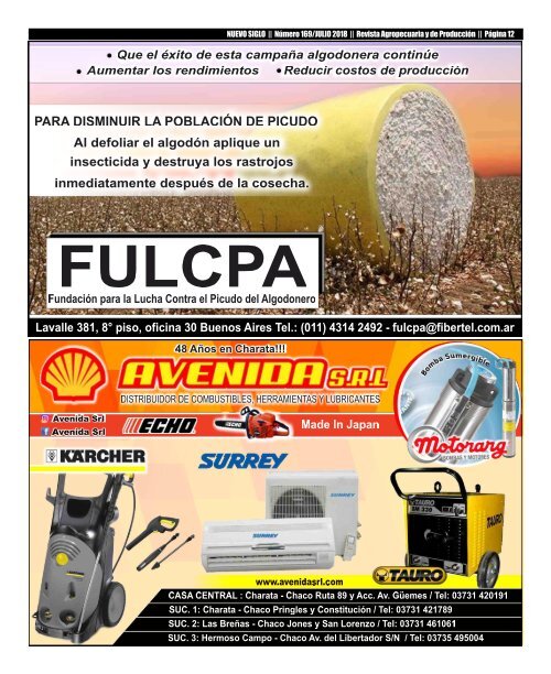 Revista Agropecuaria Nuevo Siglo Número 169 - JULIO 2018