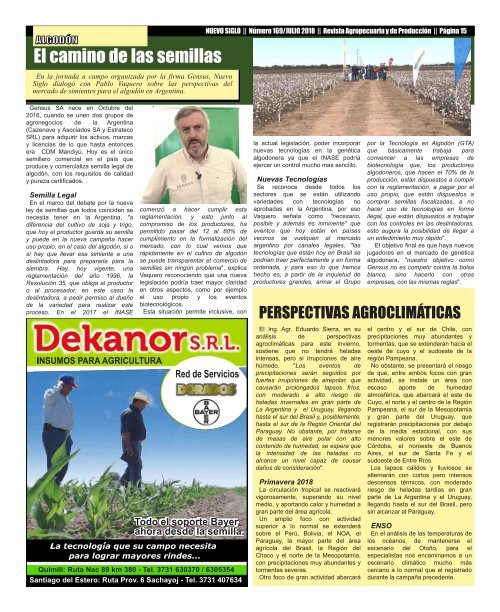 Revista Agropecuaria Nuevo Siglo Número 169 - JULIO 2018