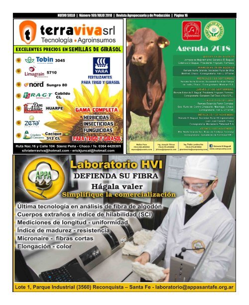 Revista Agropecuaria Nuevo Siglo Número 169 - JULIO 2018