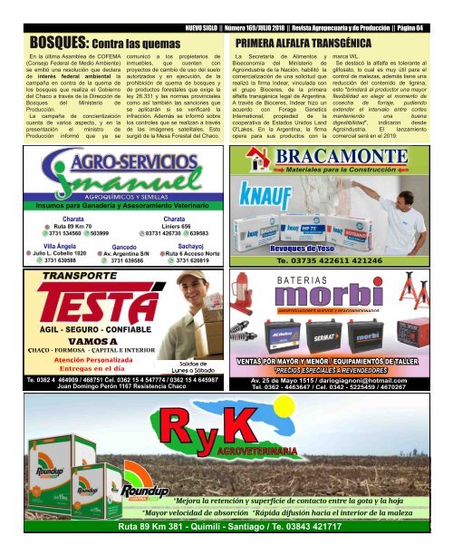 Revista Agropecuaria Nuevo Siglo Número 169 - JULIO 2018