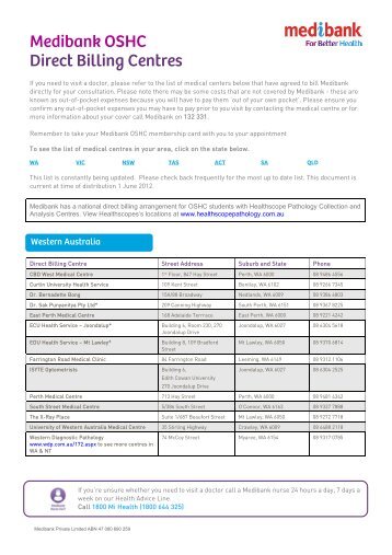 Medibank OSHC Direct Billing Centres