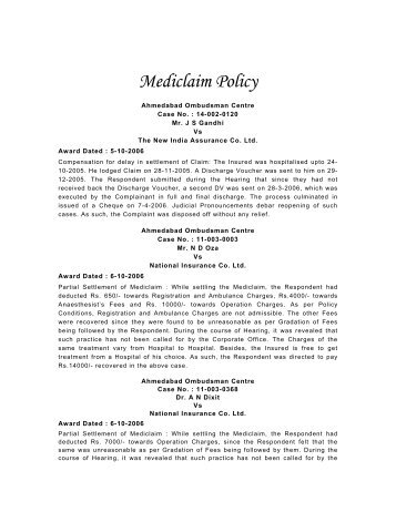 Mediclaim Policy - Insurance Ombudsman