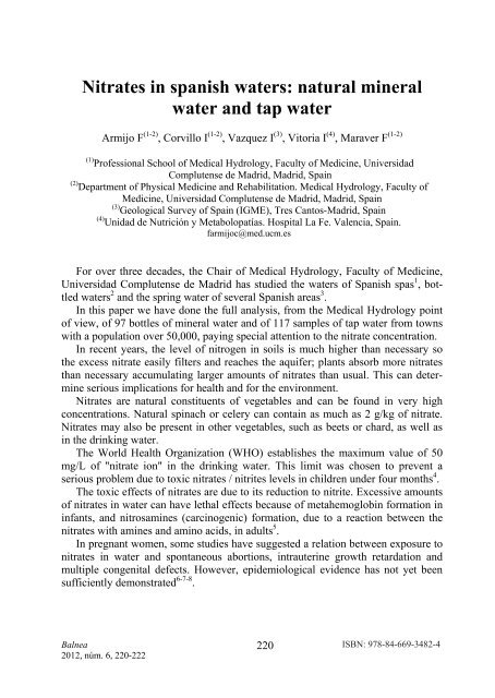 Medical Hydrology and Balneology: Environmental Aspects