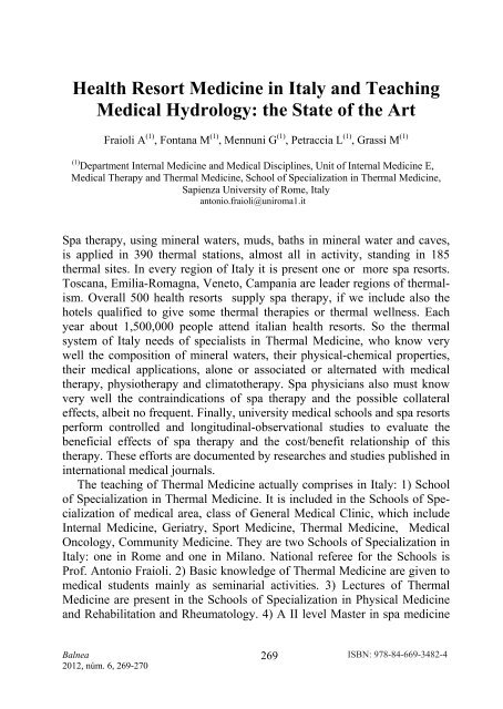 Medical Hydrology and Balneology: Environmental Aspects