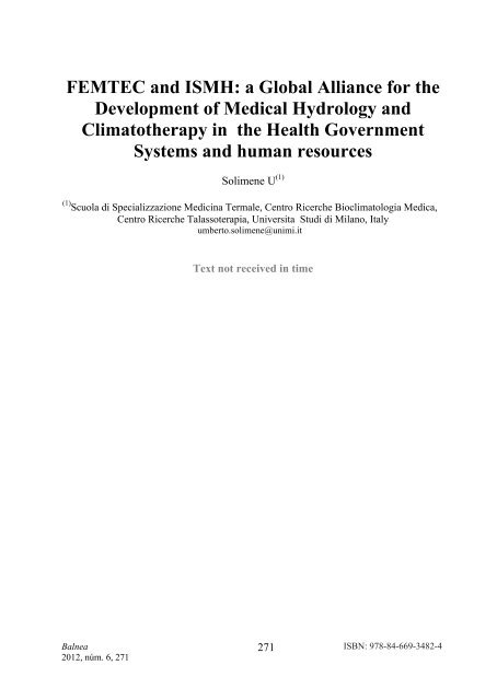 Medical Hydrology and Balneology: Environmental Aspects