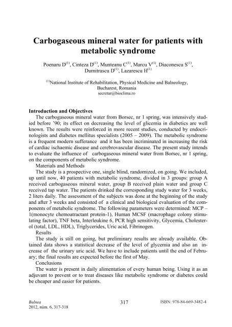 Medical Hydrology and Balneology: Environmental Aspects