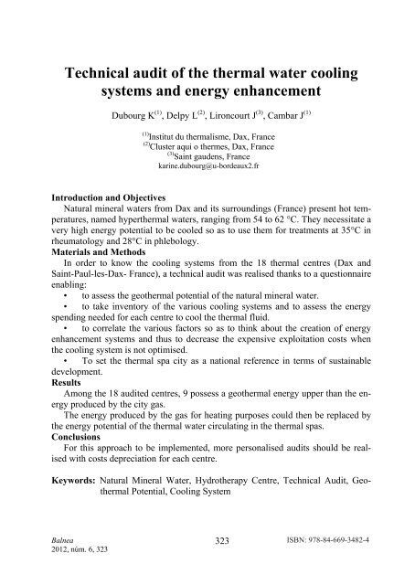 Medical Hydrology and Balneology: Environmental Aspects