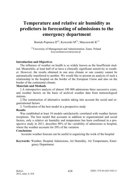 Medical Hydrology and Balneology: Environmental Aspects