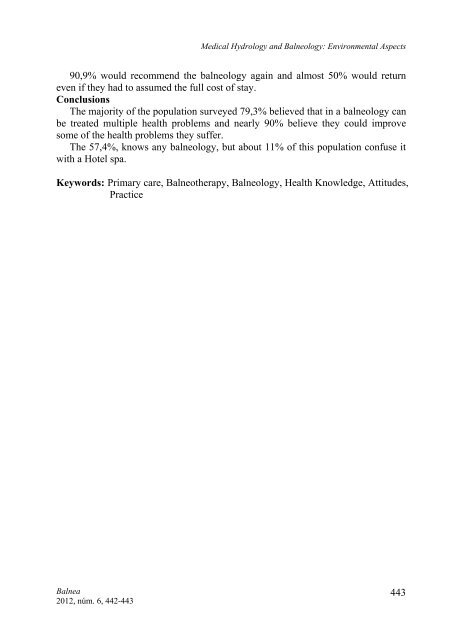 Medical Hydrology and Balneology: Environmental Aspects