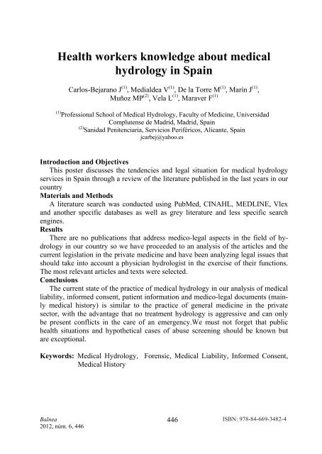 Medical Hydrology and Balneology: Environmental Aspects