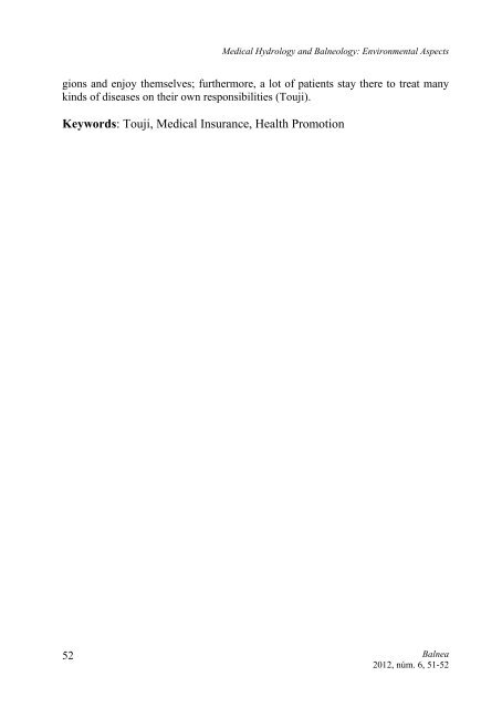 Medical Hydrology and Balneology: Environmental Aspects