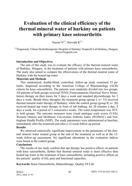 Medical Hydrology and Balneology: Environmental Aspects