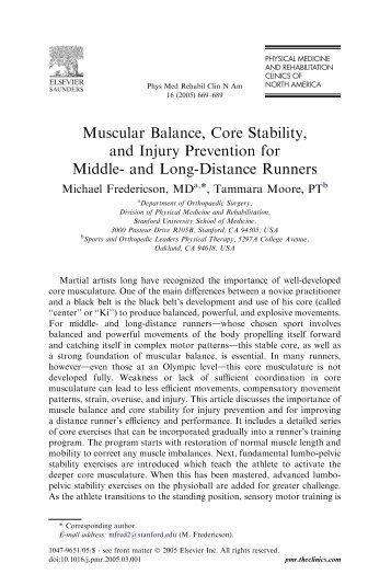 Muscular Balance, Core Stability, and Injury Prevention for Middle ...