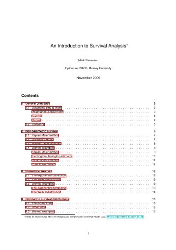 An Introduction to Survival Analysis - EpiCentre - Massey University
