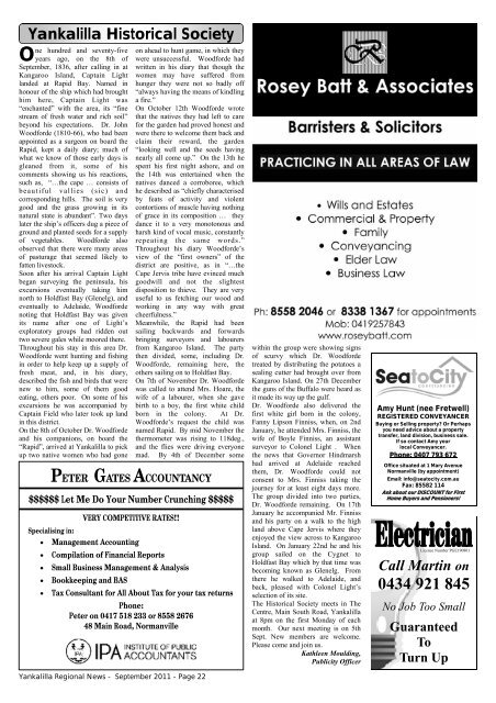 Yankalilla Regional News - September 2011 - Normanville Central
