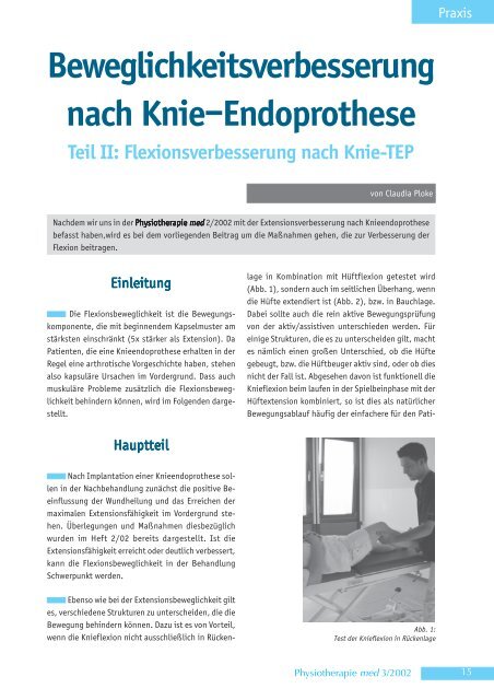 Beweglichkeitsverbesserung nach Knieâ€“Endoprothese - Claudia ...