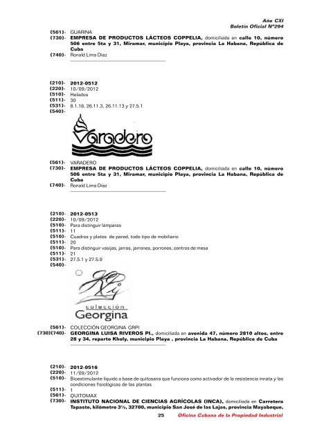 boletin 294 final 1.pmd - Oficina Cubana de la Propiedad Industrial