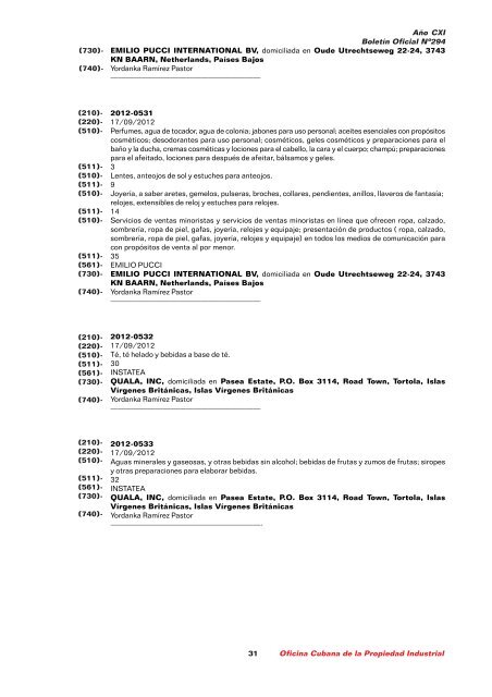 boletin 294 final 1.pmd - Oficina Cubana de la Propiedad Industrial