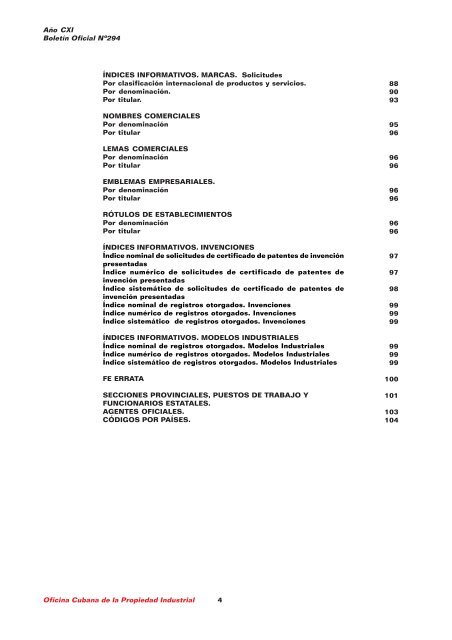 boletin 294 final 1.pmd - Oficina Cubana de la Propiedad Industrial