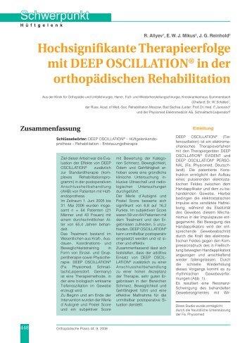 Hochsignifikante Therapieerfolge mit DEEP OSCILLATION® in der ...