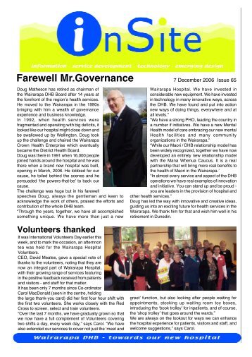 Farewell Mr.Governance Volunteers thanked - Wairarapa DHB