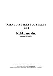 PALVELUSETELI-TUOTTAJAT 2012 Kokkolan alue päivitetty 23.8 ...