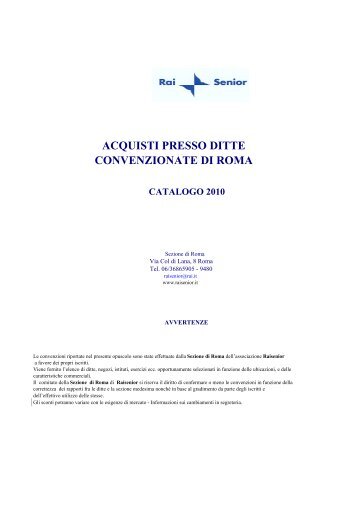 acquisti presso ditte convenzionate di roma catalogo ... - RAISENIOR