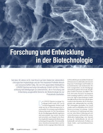 Forschung und Entwicklung in der Biotechnologie - Algoss