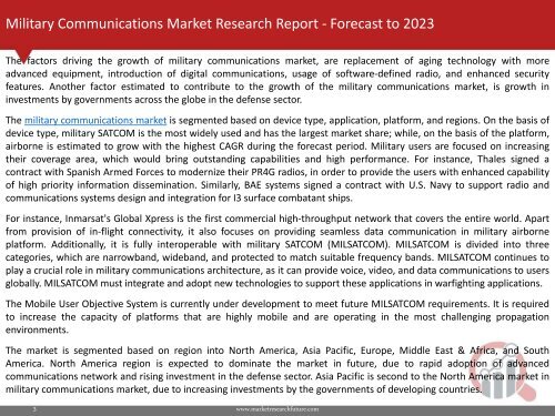 Military Communications Market Research Report – Global Forecast to 2023