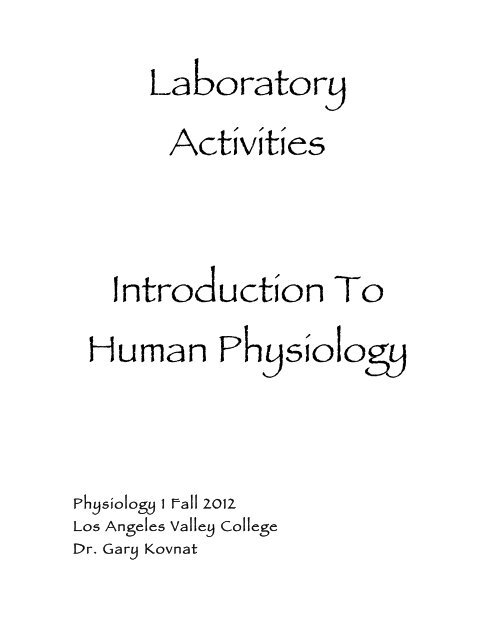 Laboratory Activities Introduction To Human Physiology
