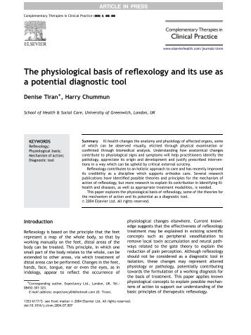 The physiological basis of reflexology and its use as a ... - Expectancy