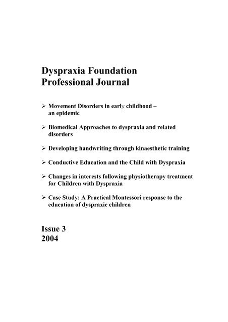 Dyspraxia Foundation Professional Journal