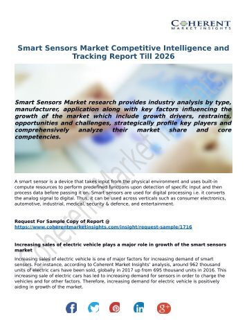 Smart Sensors Market Competitive Intelligence and Tracking Report Till 2026