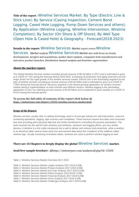 wireline services market