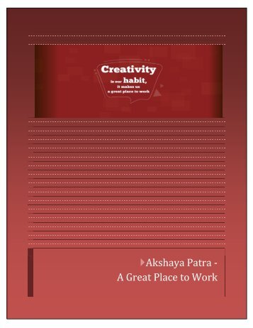 Akshaya Patra - a Great Place to Work