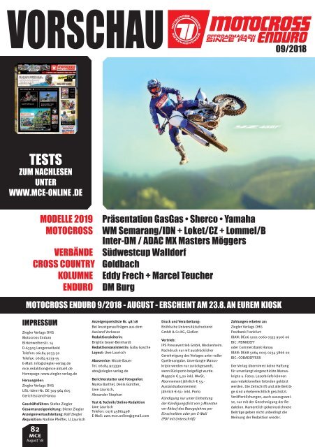 Motocross Enduro Ausgabe 08/2018