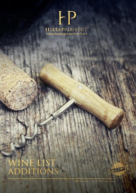 Hills Prospect 2018 Wine List Additions