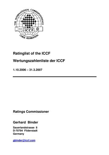 Ratinglist of the ICCF Wertungszahlenliste der ICCF 1.10.2006